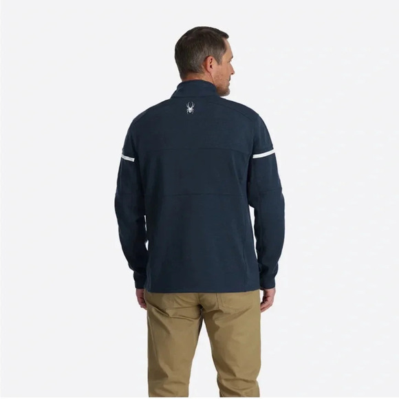 Spyder Mens M Medium Speed Fleece Half Zip Fleece Jacket True Navy Blue NWT - Picture 8 of 12